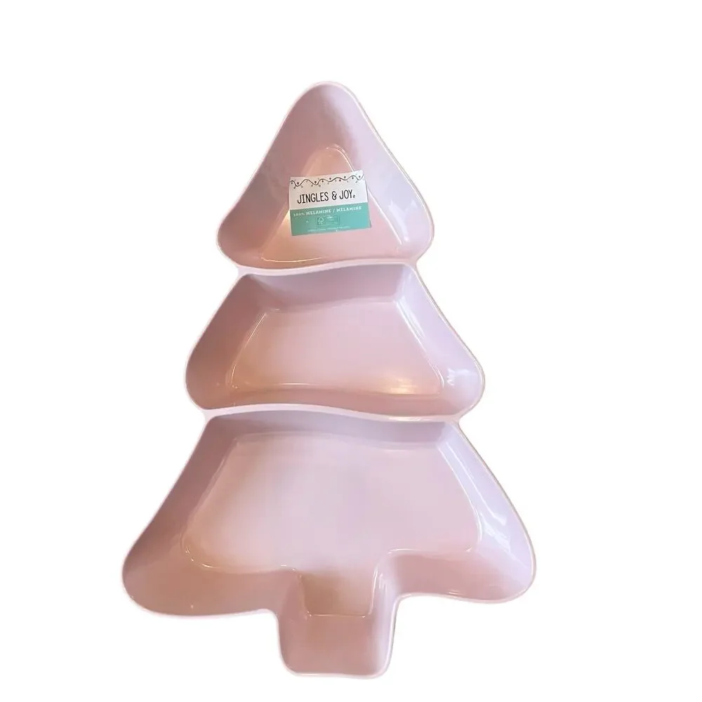 Jingles & Joy Pink Christmas Tree 3 Section Server Tray 20